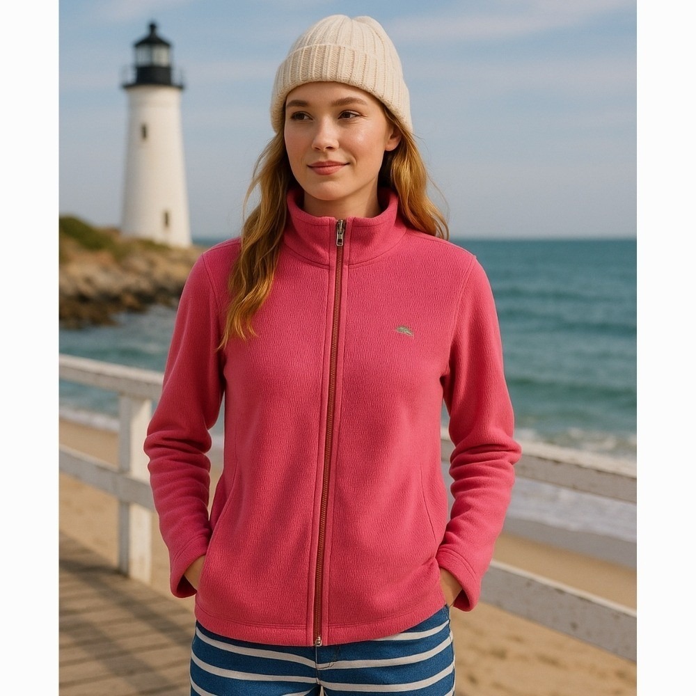 Tommy Bahama Pink Embroidered Zipped-up Sweater Size S Coastal Preppy Nautical